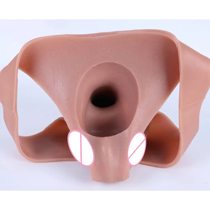 Silicone Hollow Dildo Pants Skin Feeling Strap-on Penis Extender Sleeve Delay Ejaculation