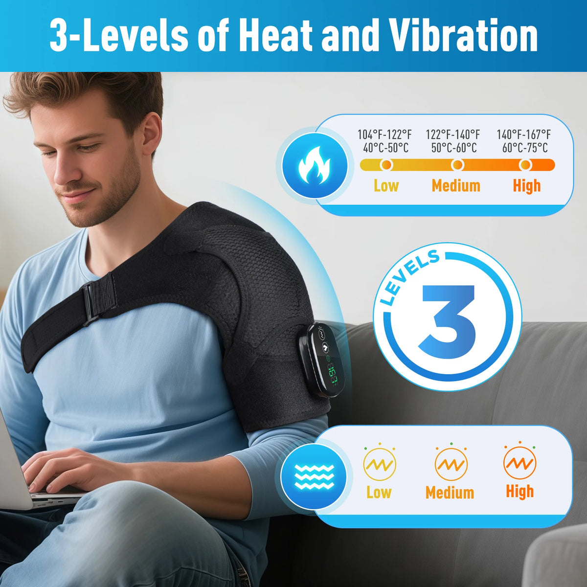 Heated Shoulder Steamer Massager Belt Vibration Heating Electric