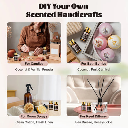 MAYJAM Fragrance Oils Kit 20pcs/set Coconut & Vanilla White Musk Watermelon Strawberry Oil for Humidifier Diffuser Candle Making