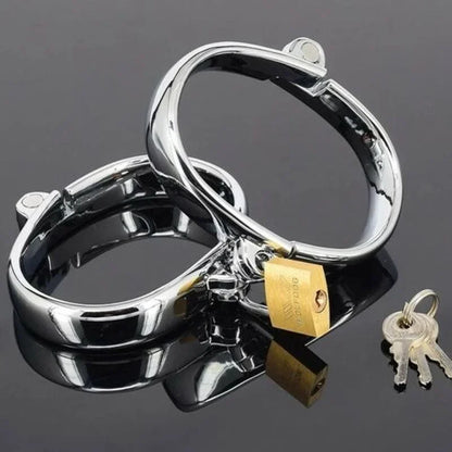 Metal Steel Neck Collar Slave Hand Ankle Elliptical Cuffs