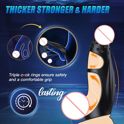 Triple Penis Ring Girth Enhancer Cock Sleeve Cock Delay Ejaculation
