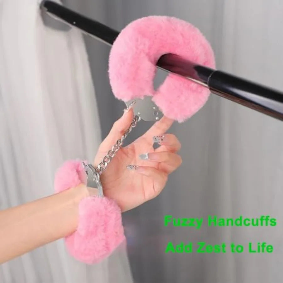 Thickened Fluffy Plush Handcuffs with Keys,