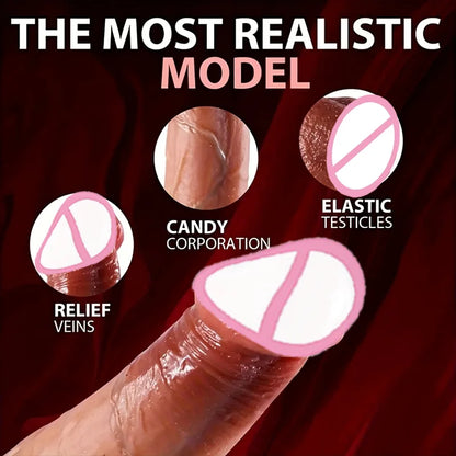 Dildo - 1pc 9-Inch Realistic Vibrating Dildo with Remote Control