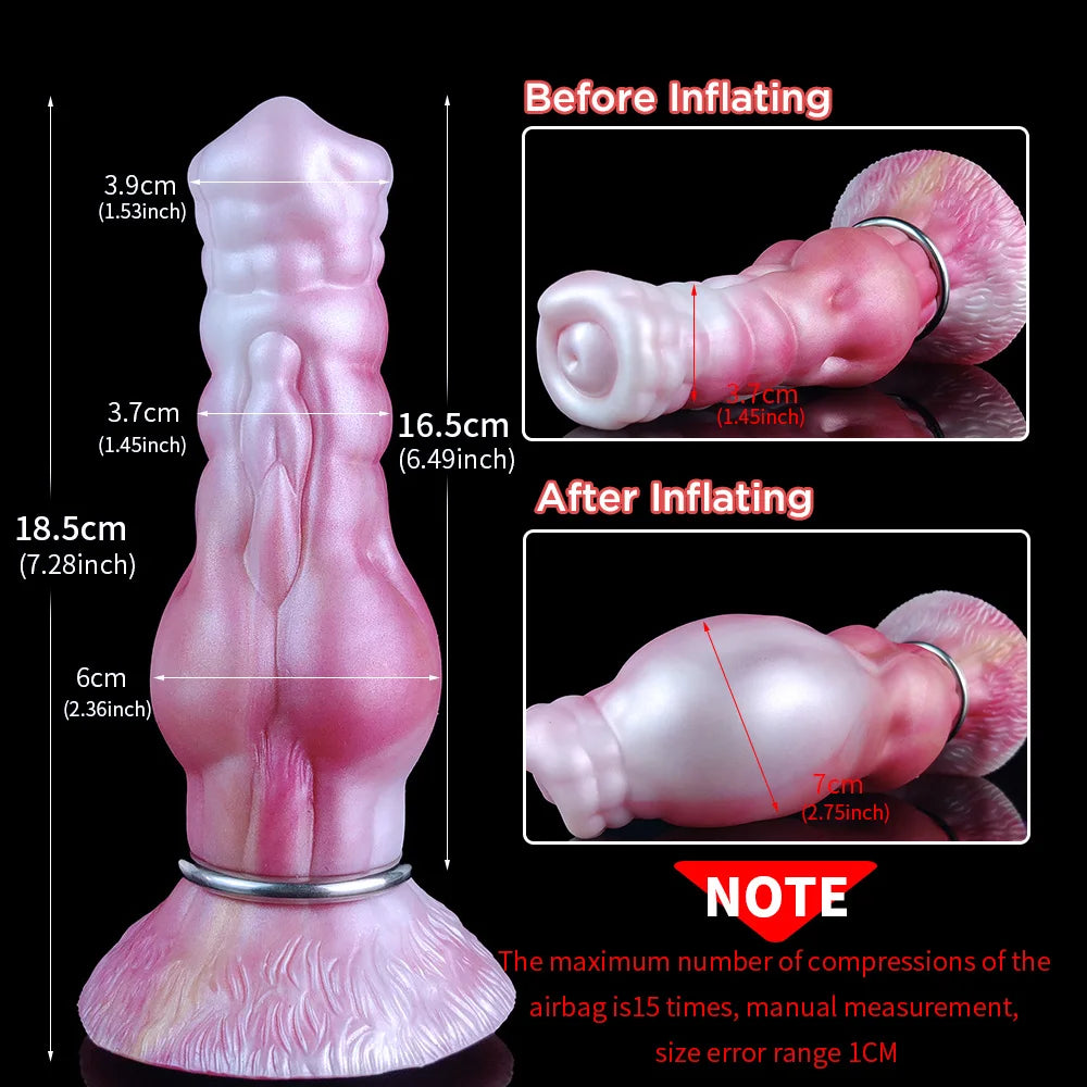Big Knot Wolf Dildo Inflatable Anal Soft Silicone Sex Toy