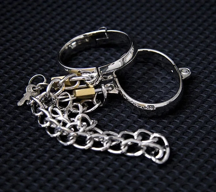 Metal Steel Neck Collar Slave Hand Ankle Elliptical Cuffs