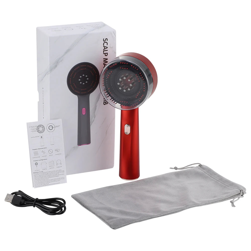 Electric Vibration Massage Comb Red Light Hair Growth Massage Scalp Brush Anti Hair Loss