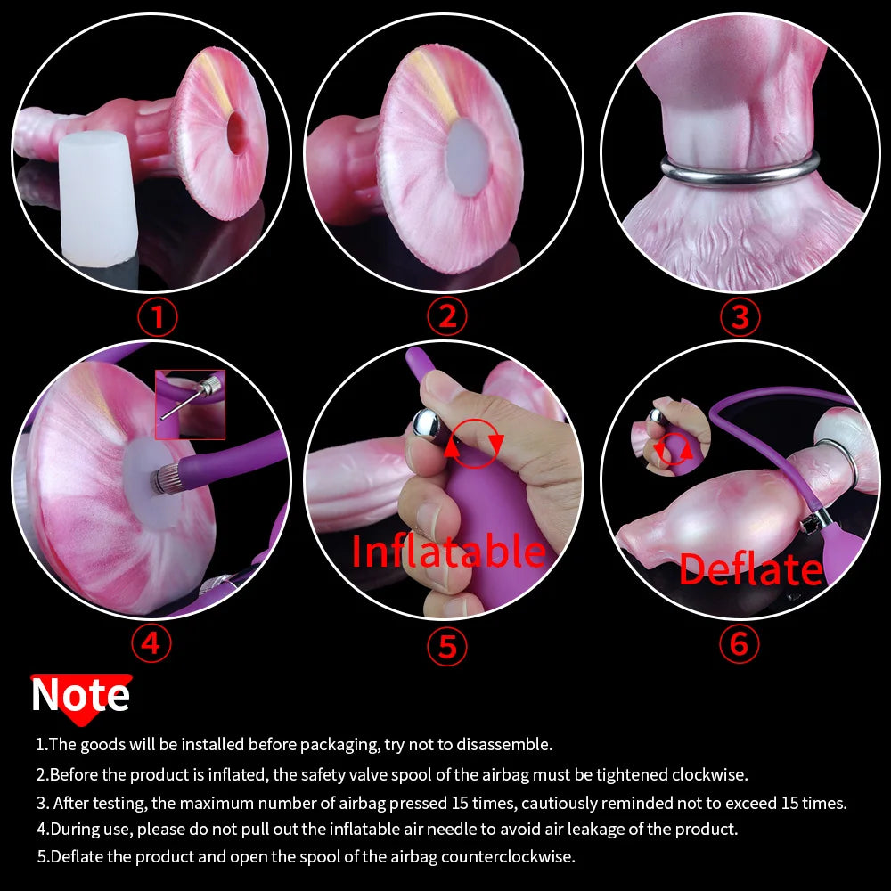 Big Knot Wolf Dildo Inflatable Anal Soft Silicone Sex Toy