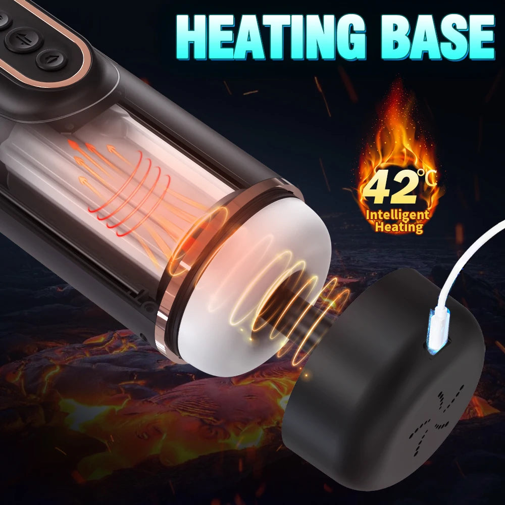 Heating Male Masturbator Vibration Suction Telescopic