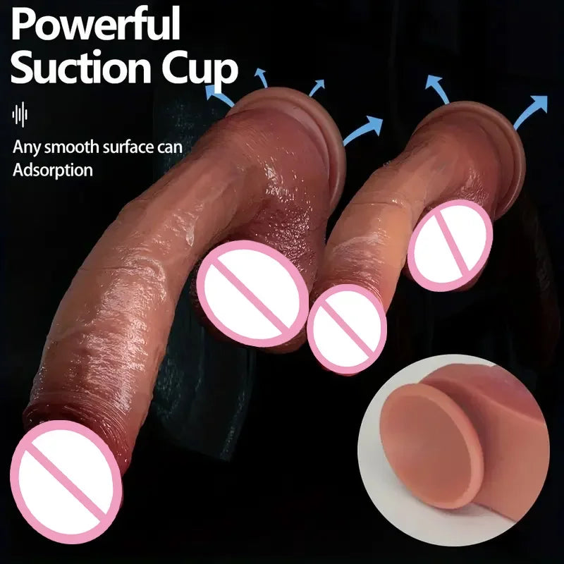Soft Realistic Human Penis Double Silicone Suction Cup Thick Cock