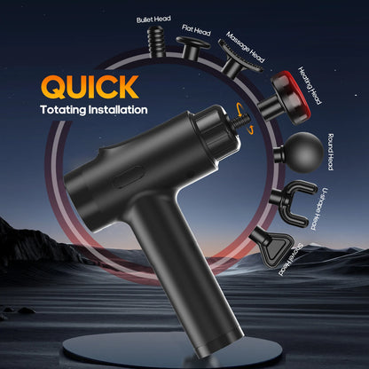 Deep Tissue Massage Gun, Portable Electric Muscle Massager, 20‑Speed Levels, 7 Massage Heads,