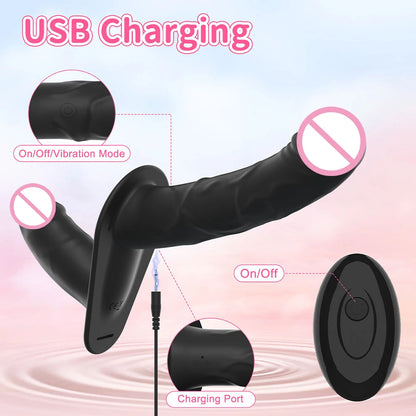 Double Head Artificial Penis Wearable Electric Strapon Vibrator