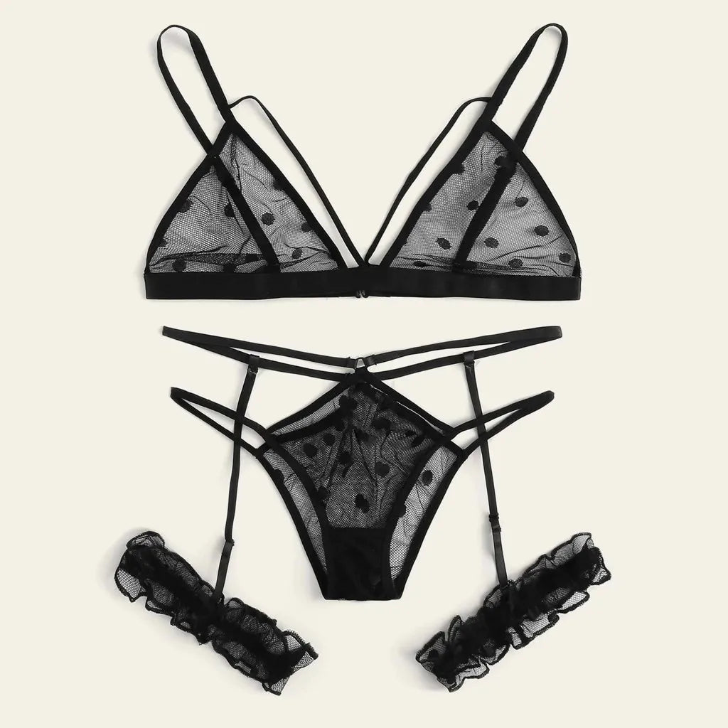 New Women Plus Size Lace Lingerie Tulle See-Through Sheer Mesh