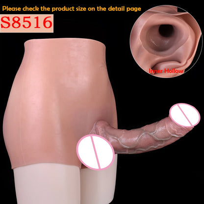 Silicone Hollow Dildo Pants Skin Feeling Strap-on Penis Extender Sleeve Delay Ejaculation