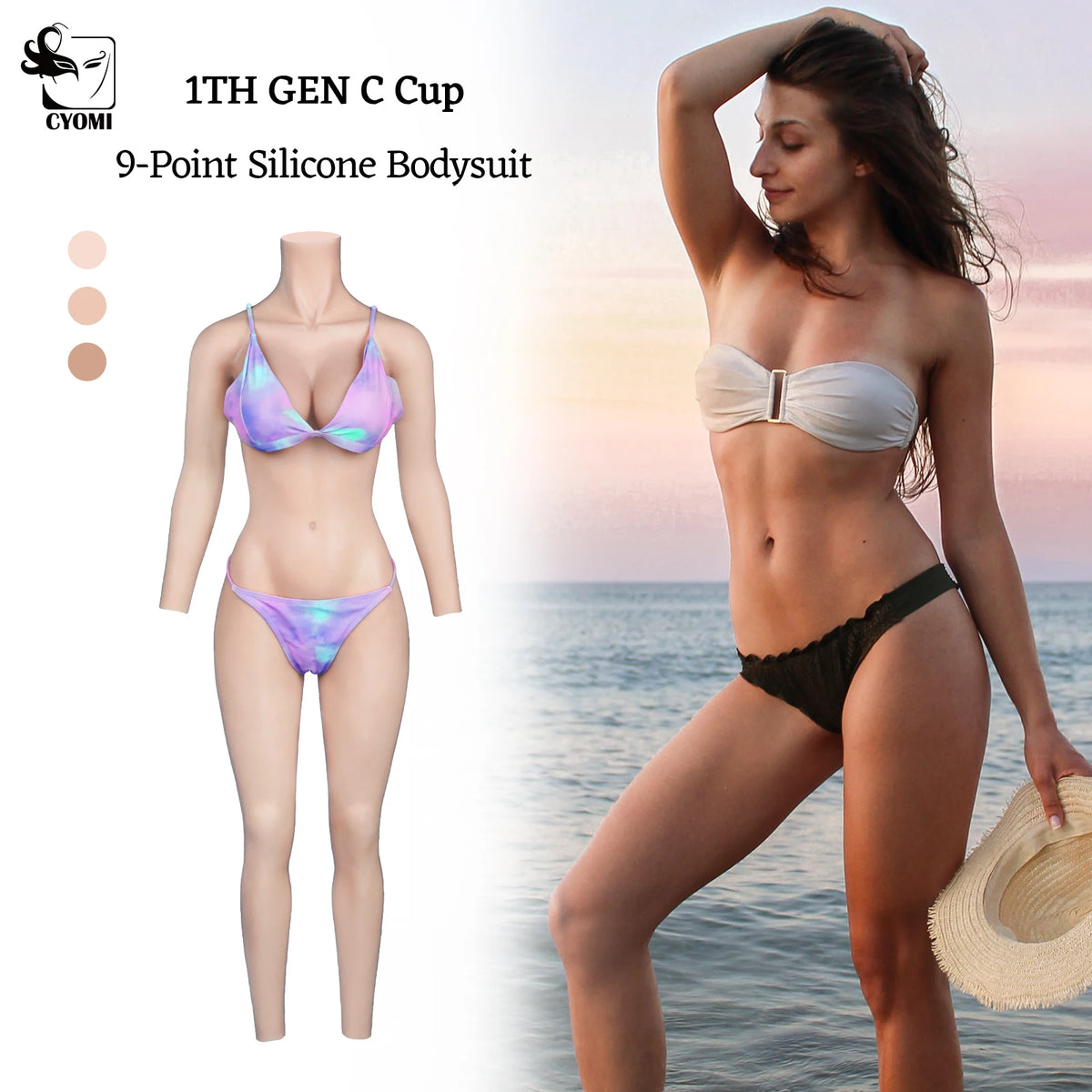 Breast Forms Silicone Bodysuit with Arms Fake Chest Realistic Vagina for Crossdressers