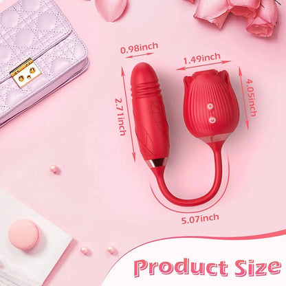 3in1 Thrusting Anal Vibrator Female Rose Sucking Clitoris Stimulator Dildo Licking Vagina