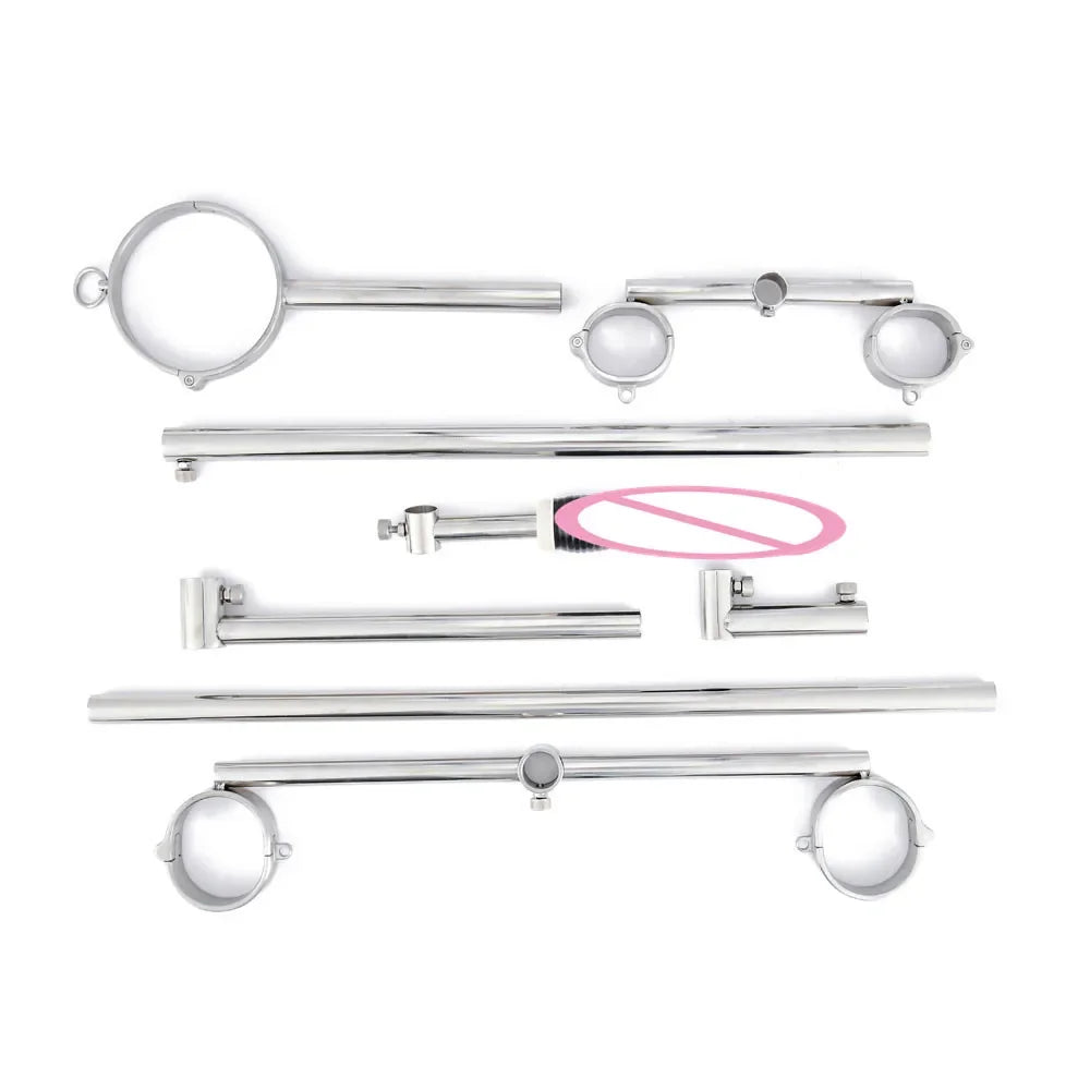 Sex Toys Stainless Steel Bar Spreader with Dildo Holder