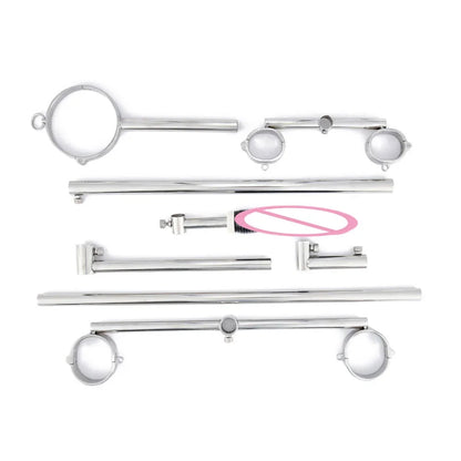 Sex Toys Stainless Steel Bar Spreader with Dildo Holder