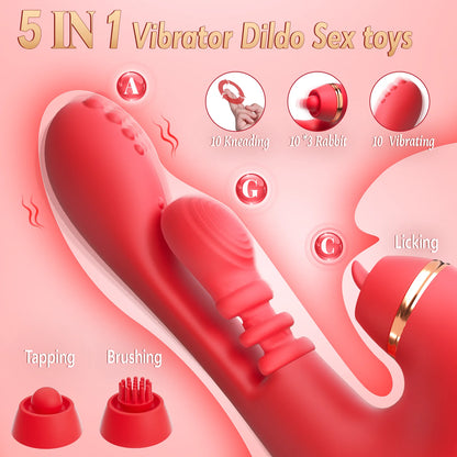 5 IN 1 Tapping Thrusting Dildo Vibrator for Women G Spot
