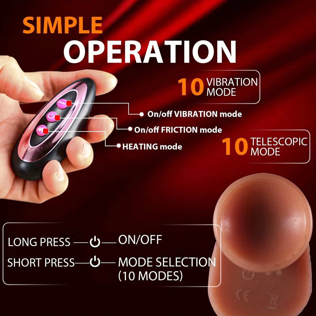 8.66-Inch Rotating Head Thrusting Dildo | Luxe Soft Realistic Liquid Silicone, Smart Remote Heating,
