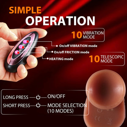 8.66-Inch Rotating Head Thrusting Dildo | Luxe Soft Realistic Liquid Silicone, Smart Remote Heating,
