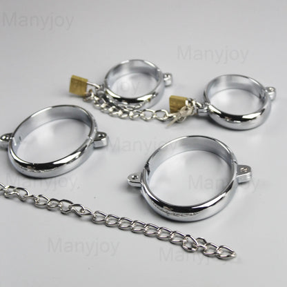 Metal Steel Neck Collar Slave Hand Ankle Elliptical Cuffs