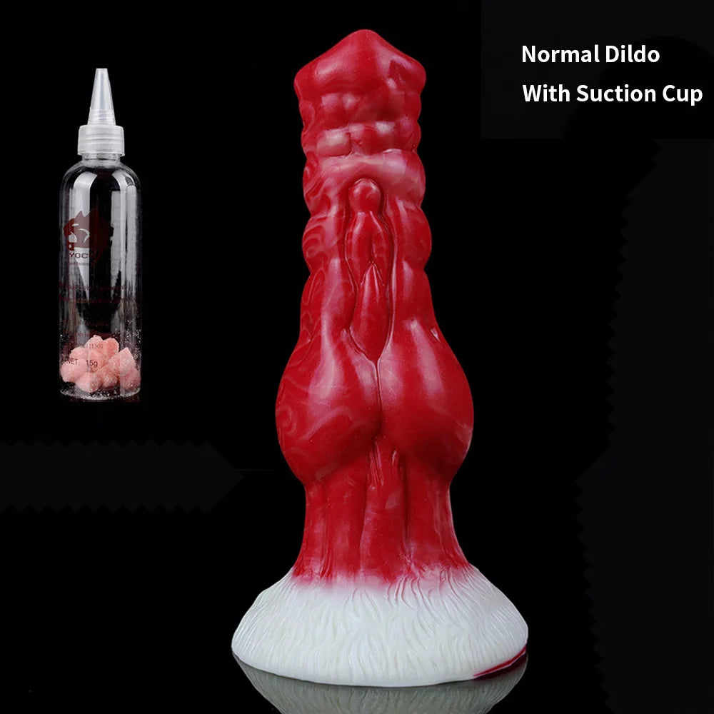 Big Knot Wolf Dildo Inflatable Anal Soft Silicone Sex Toy