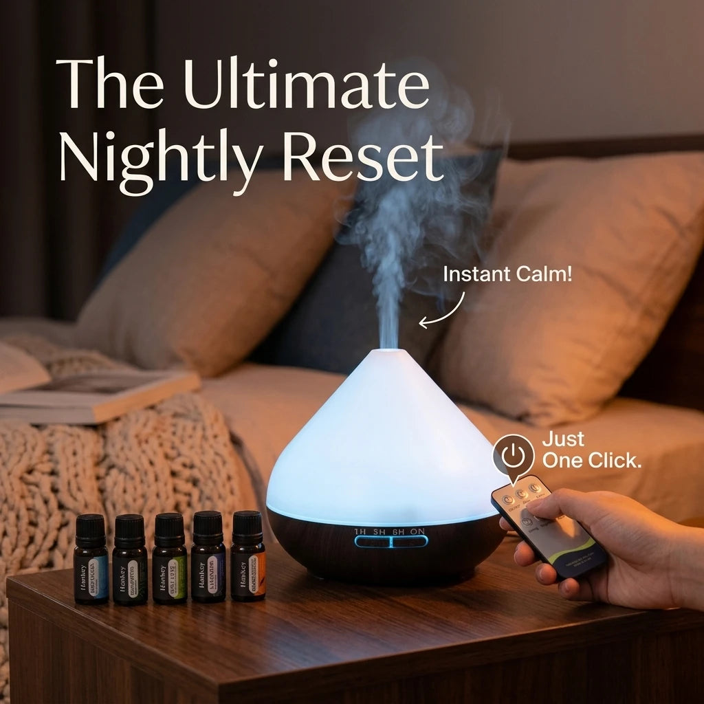 Aromatherapy Humidifier 2-in-1: Ultrasonic Silent Bedroom Atomizer + 7-Color Wood Grain Ambient Light