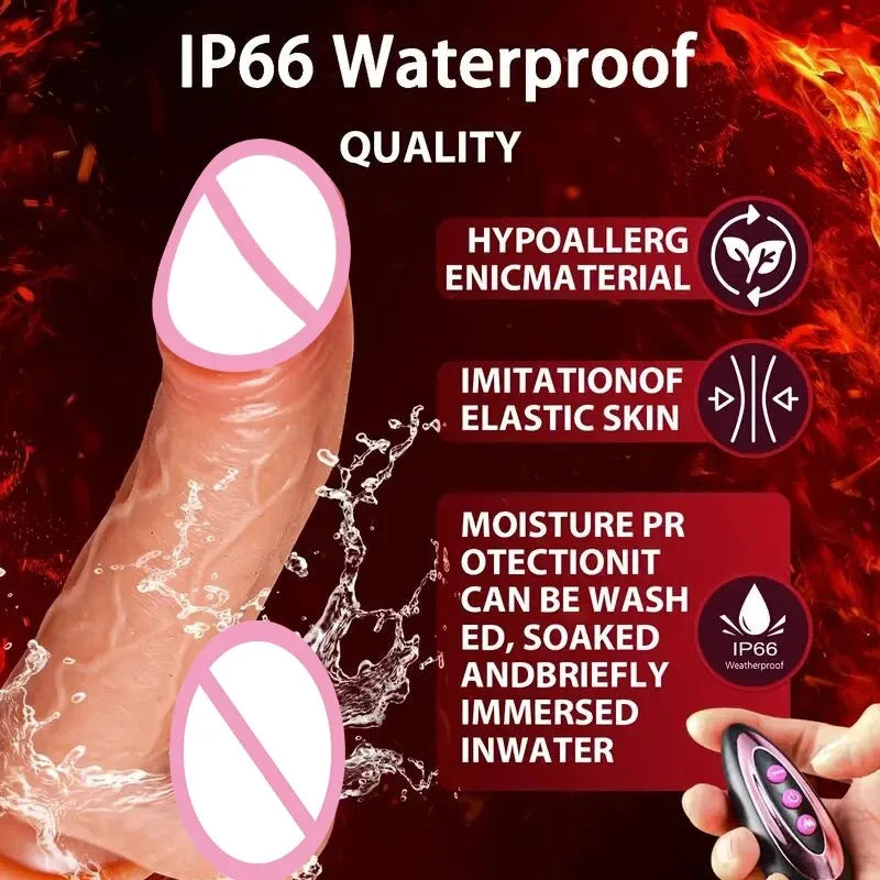 8.66-Inch Rotating Head Thrusting Dildo | Luxe Soft Realistic Liquid Silicone, Smart Remote Heating,