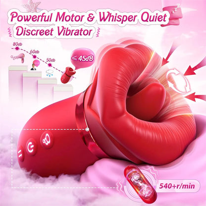 3-in-1 Tongue Licking & Suction Vibrator for Women – Clitoral, Nipple & G-spot Stimulator, Rechargeable Female Massager with Breast Sucking Function