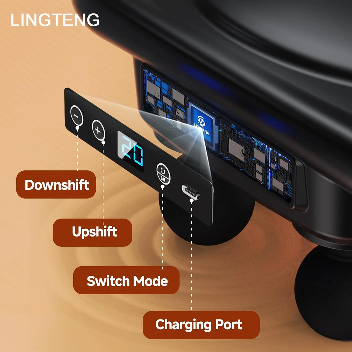 LINGTENG Massage Gun Deep Tissue, 6‑Heads Muscle Massager