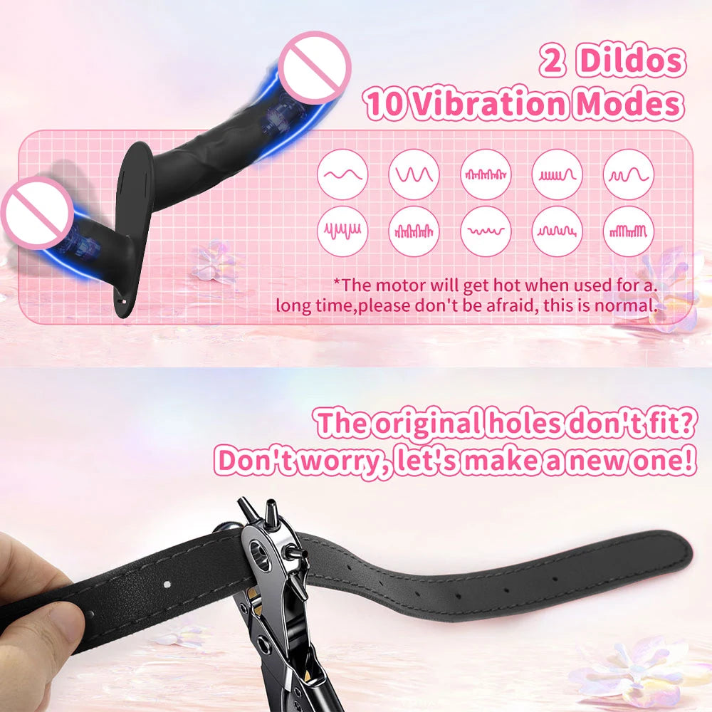 Double Head Artificial Penis Wearable Electric Strapon Vibrator