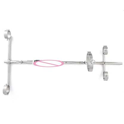 Sex Toys Stainless Steel Bar Spreader with Dildo Holder