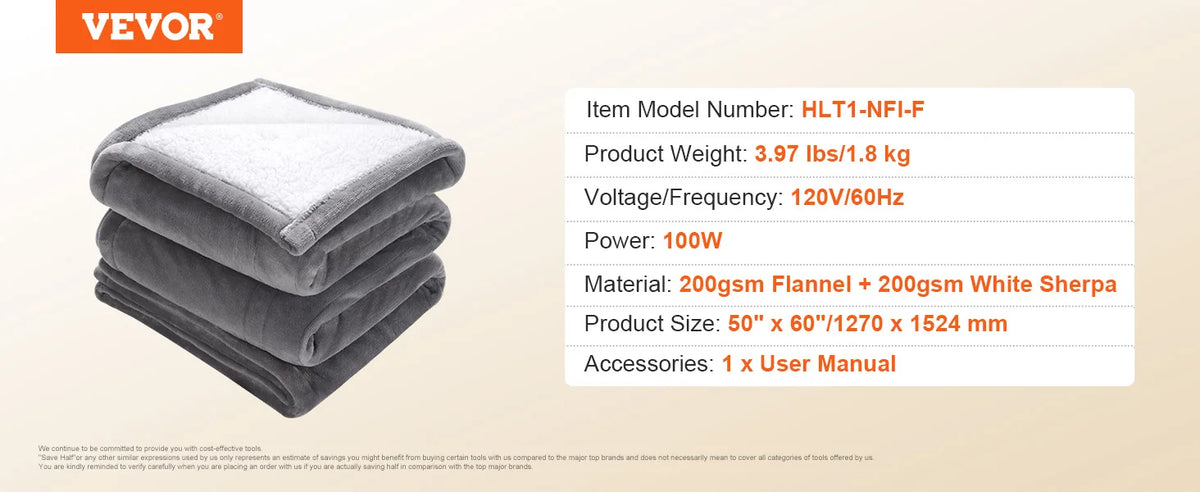 Heated Blanket Electric Throw 4 Sizes Soft Flannel & Sherpa Heating Blanket with 3 Hours Timer Auto-off 5 Heating Level
