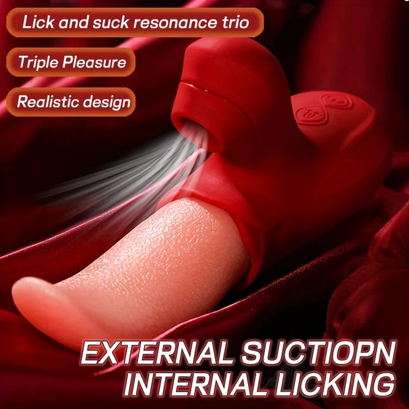 1pc Rose Toy, Clitoral G Spot Tongue Licking Vibrator