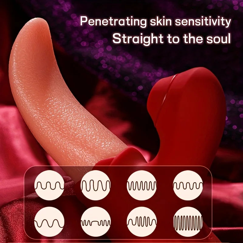 1pc Rose Toy, Clitoral G Spot Tongue Licking Vibrator
