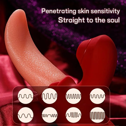 1pc Rose Toy, Clitoral G Spot Tongue Licking Vibrator