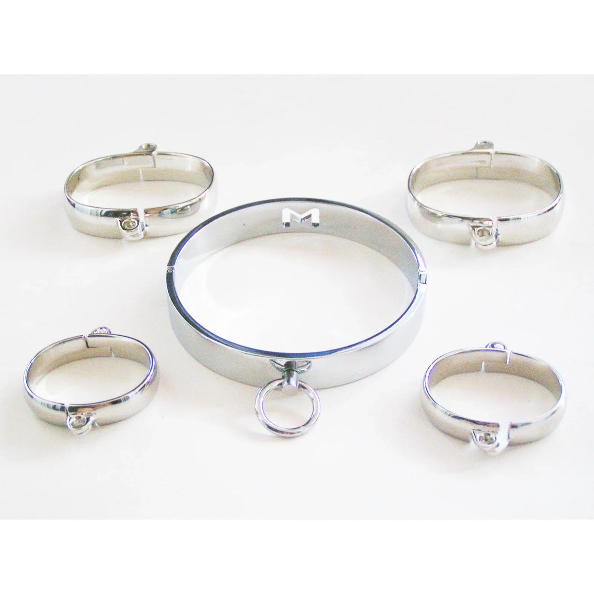Metal Steel Neck Collar Slave Hand Ankle Elliptical Cuffs