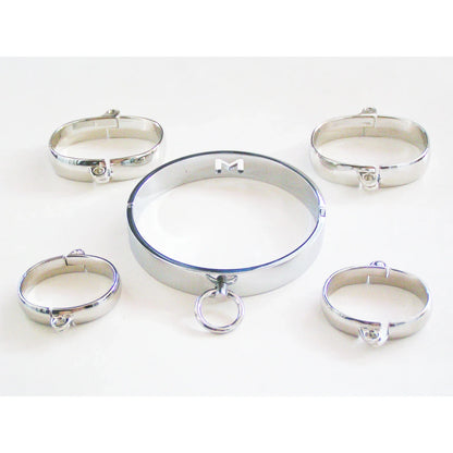 Metal Steel Neck Collar Slave Hand Ankle Elliptical Cuffs