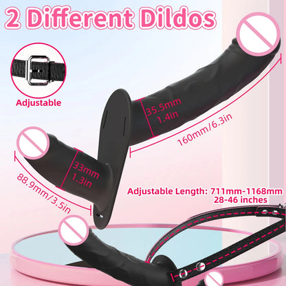 Double Head Artificial Penis Wearable Electric Strapon Vibrator
