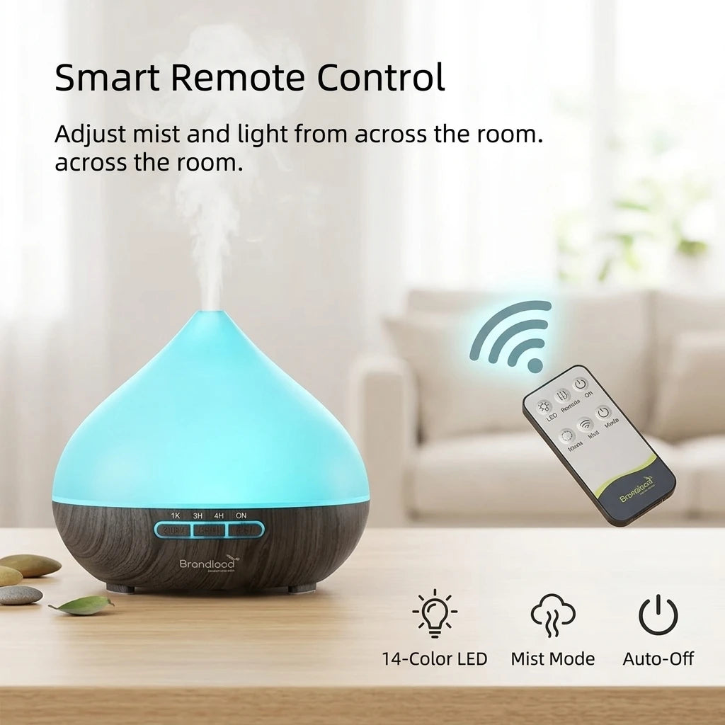 Aromatherapy Humidifier 2-in-1: Ultrasonic Silent Bedroom Atomizer + 7-Color Wood Grain Ambient Light