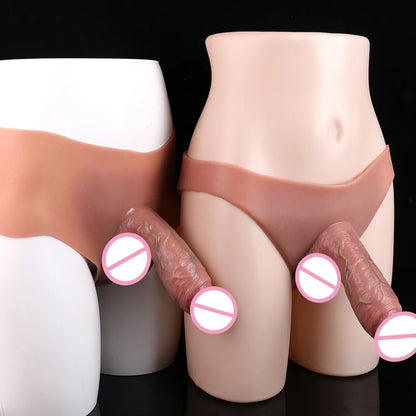 Silicone Hollow Dildo Pants Skin Feeling Strap-on Penis Extender Sleeve Delay Ejaculation