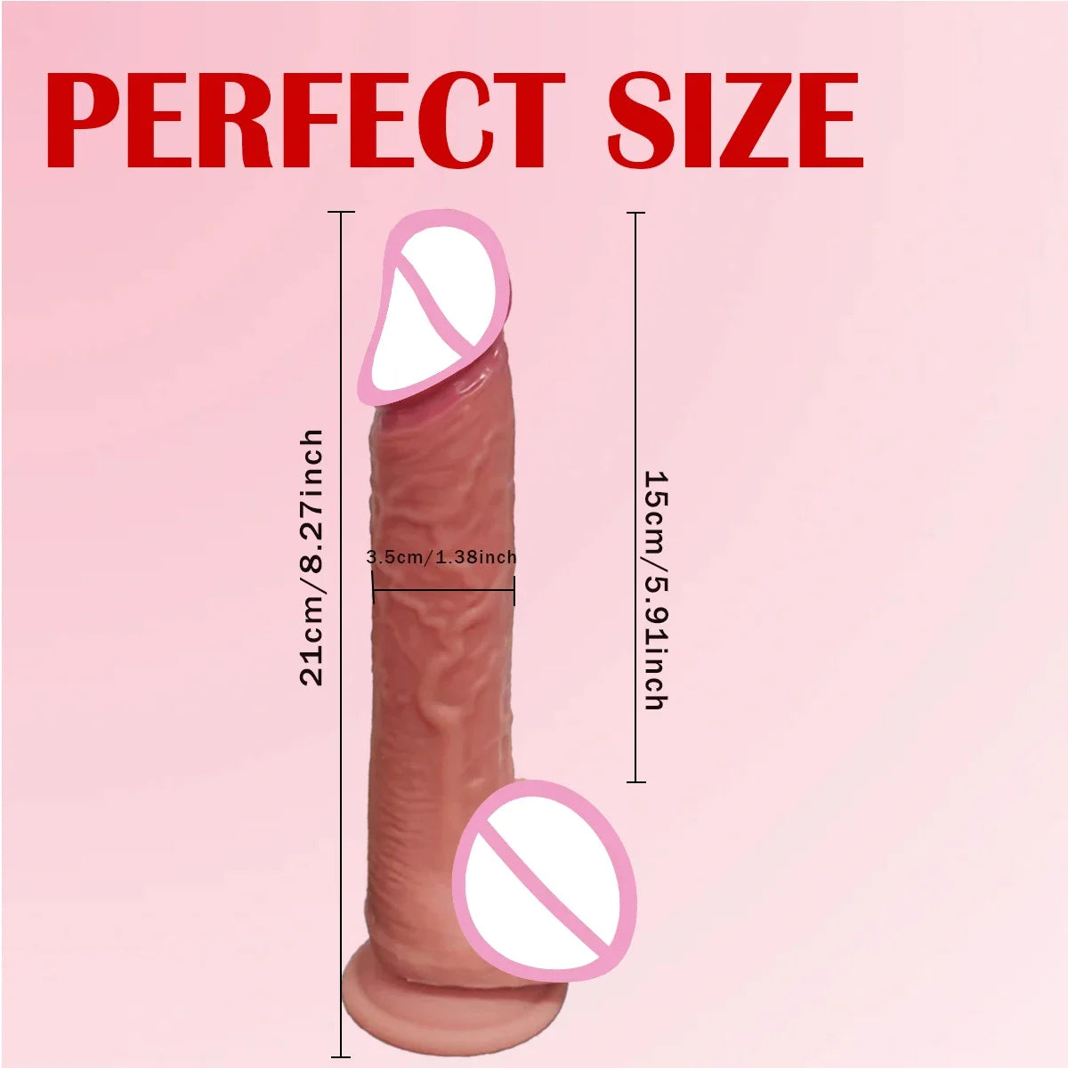 Soft Realistic Human Penis Double Silicone Suction Cup Thick Cock