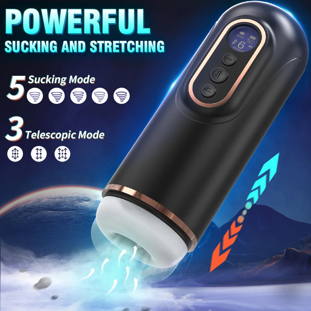 Heating Male Masturbator Vibration Suction Telescopic