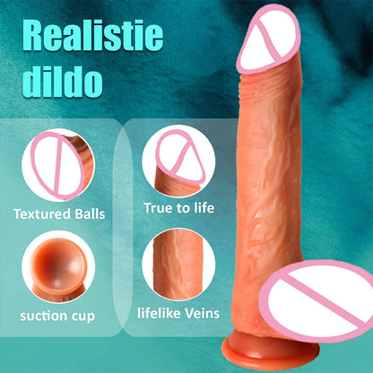 Dildo - 1pc Realistic Silicone Dildo with Suction Cup And Telescopic Vibration, Wireless Infrared Control, Rechargeable Lithium Battery