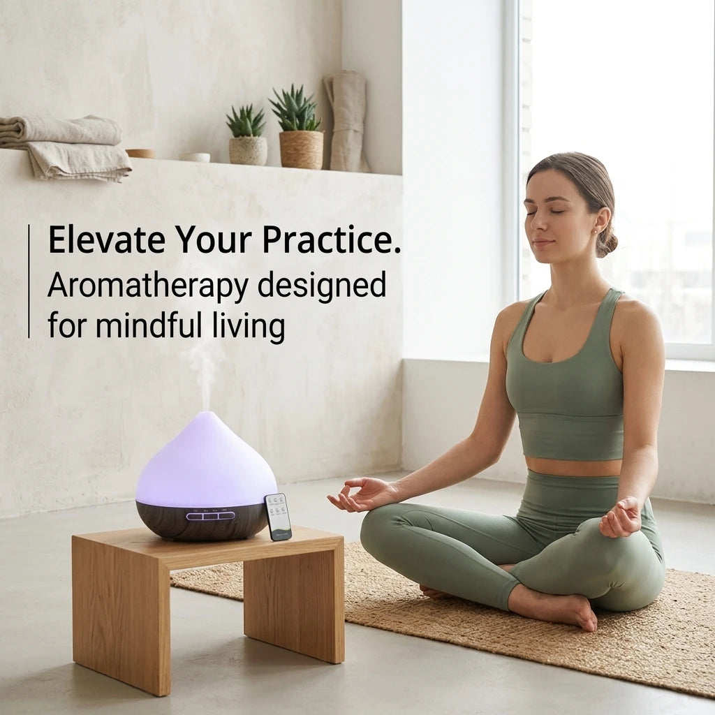 Aromatherapy Humidifier 2-in-1: Ultrasonic Silent Bedroom Atomizer + 7-Color Wood Grain Ambient Light