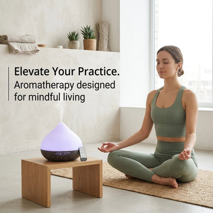 Aromatherapy Humidifier 2-in-1: Ultrasonic Silent Bedroom Atomizer + 7-Color Wood Grain Ambient Light