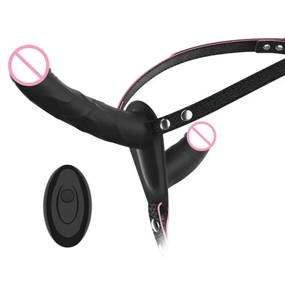 Double Head Artificial Penis Wearable Electric Strapon Vibrator