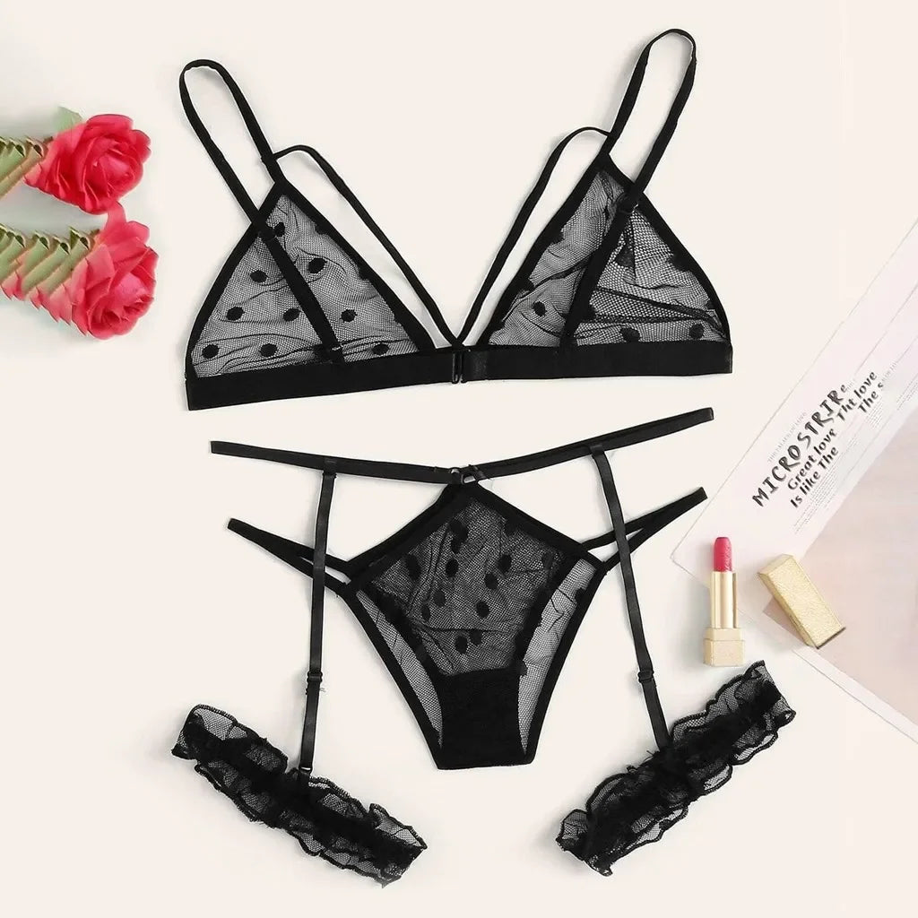 New Women Plus Size Lace Lingerie Tulle See-Through Sheer Mesh