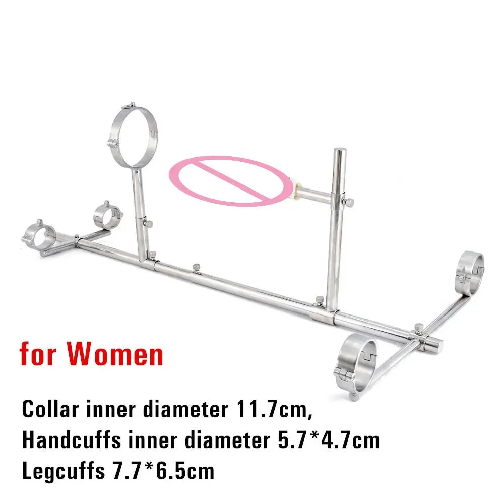 Sex Toys Stainless Steel Bar Spreader with Dildo Holder