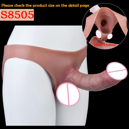 Silicone Hollow Dildo Pants Skin Feeling Strap-on Penis Extender Sleeve Delay Ejaculation